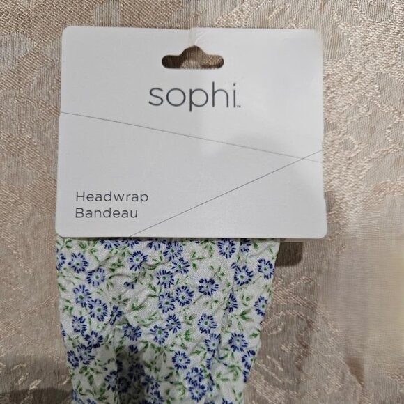 BLUE TINY FLORAL CALICO CLOTH BOW HEADBAND HEADWRAP - Picture 4 of 4